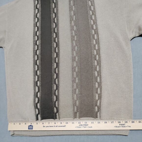 Vintage BACHRACH Mens Large Cable Knit Sweater Tan Neutral Acrylic Made in USA - Picture 8 of 12